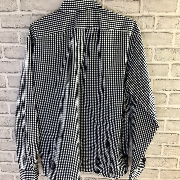 US polo men’s long sleeve plaid shirt wrinkle free 16.5 neck navy blue, white - Picture 5 of 7